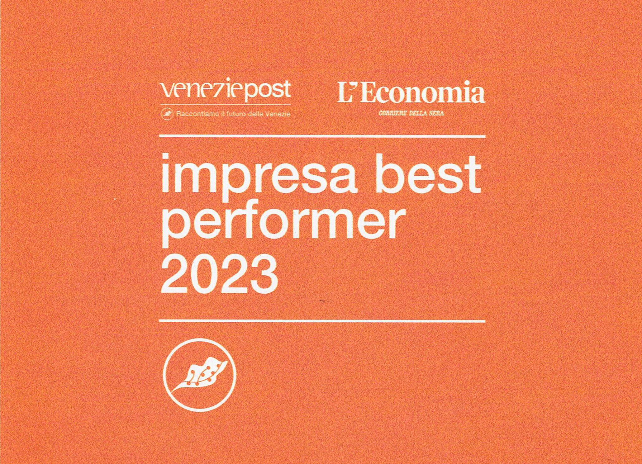 Targa riconoscimento ad Arslogica Sistemi Srl del premio Impresa Best Performer 2023
